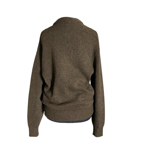 Vintage Brown Cardigan Women's Large Wool Knit Sweater Zip Front Long Sleeve - Picture 5 of 7